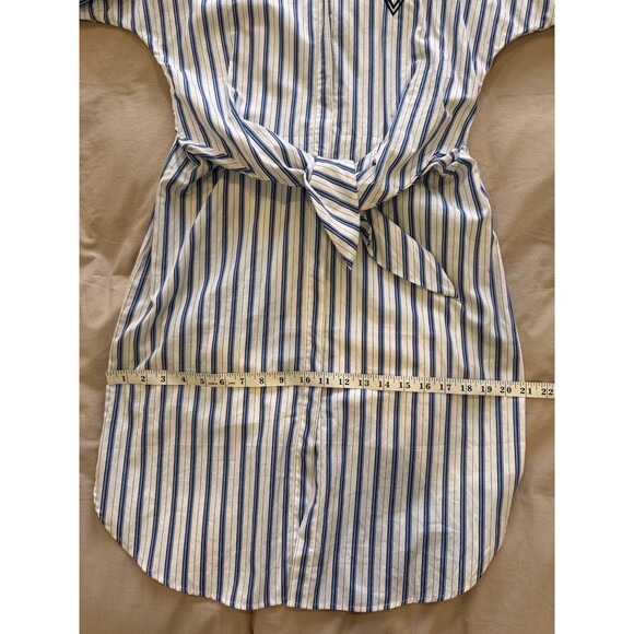 NWT Ralph Lauren Womens 8 White Stripe Tie Button Up Shirttail Broadcloth Dress - Picture 10 of 10